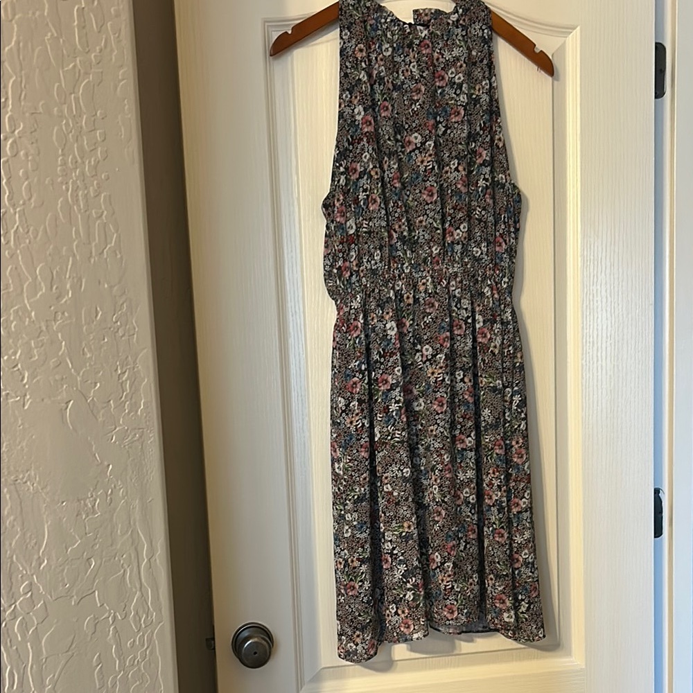 H&M Gray and Black Halter Midi Sundress